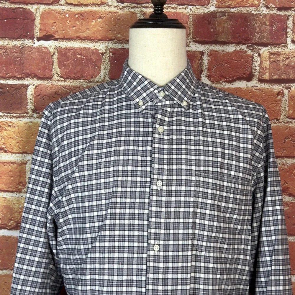 Banana‎ Republic Oxford Shirt Tailored Fit Long Sleeve Plaid Shirt Size XXL